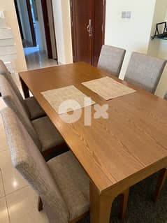 200 x80 cm masive wooden table with 6 chairs 0