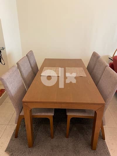 200 x80 cm masive wooden table with 6 chairs 1