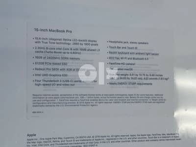 New box 2019 Apple MacBook Pro 15.6" core i9 Touch Bar Silver 1