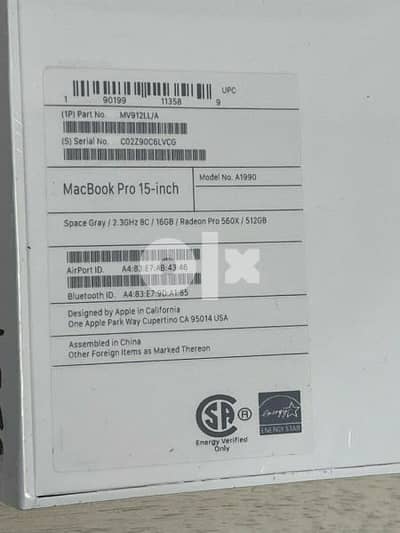 New box 2019 Apple MacBook Pro 15.6" core i9 Touch Bar Silver 2