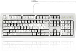 Wired PS2 Full Size Performance Keyboard - White - English & Arabic 0