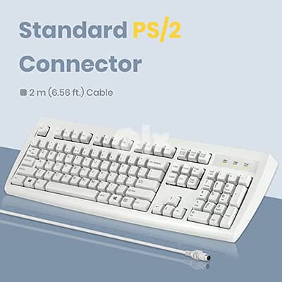 Wired PS2 Full Size Performance Keyboard - White - English & Arabic 3