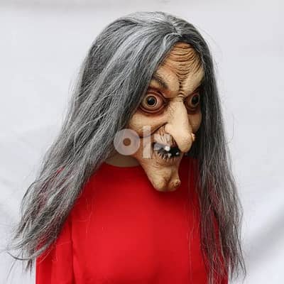 Evil witch scary masquerade mask of latex Full face mask with hair 4