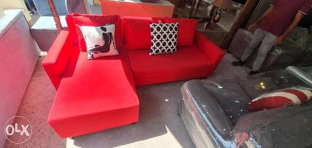L shape sofa red color contact whatsapp please free delivery 1